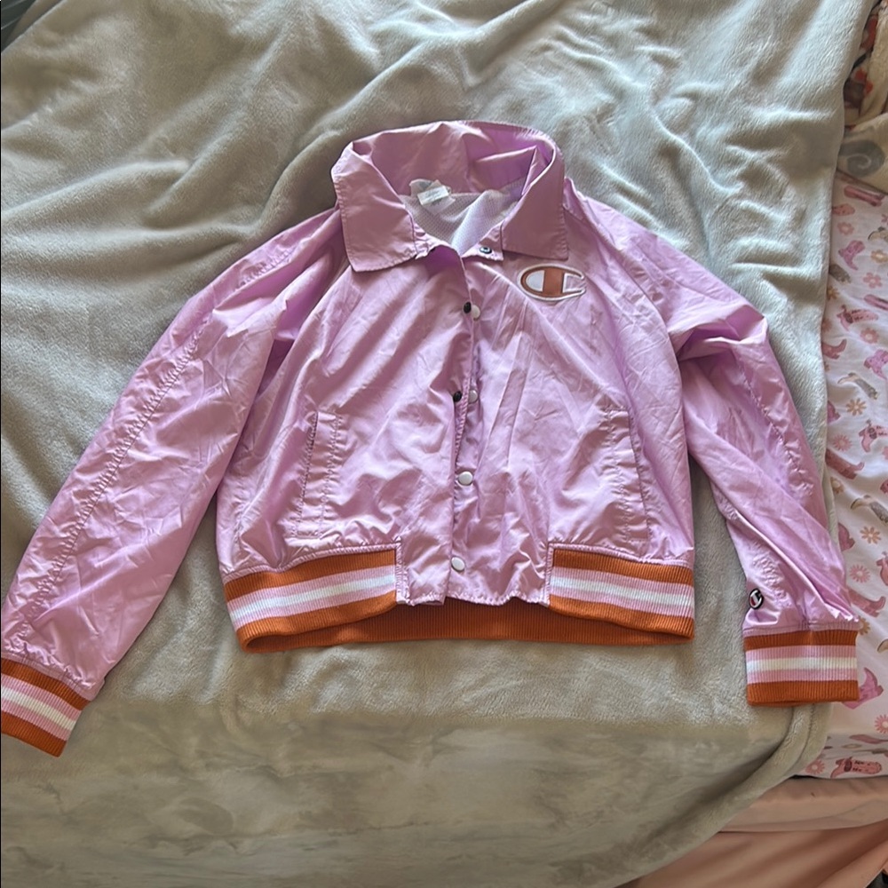 Champion Pink and Orange Raincoat Lightweight Retro Design
